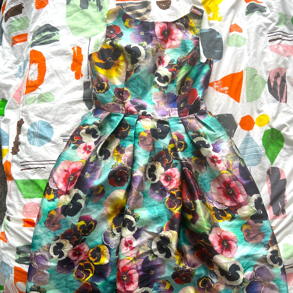 Chi Chi London green floral cocktail dress.
